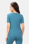Amante Scoop Neck Sleep Tee - Blue Heart Print — thumbnail 3